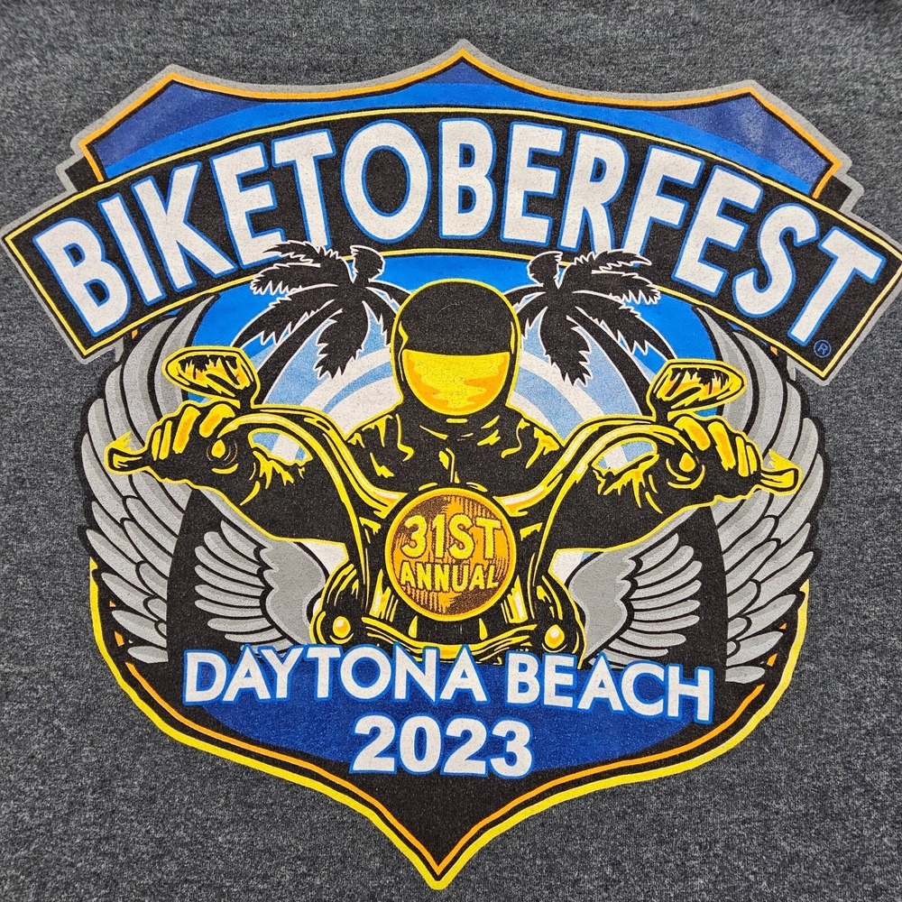 Biketober Fest 2023 Daytona Beach Gray Short Sleeve Cotton Blend T-Shirt Men's L